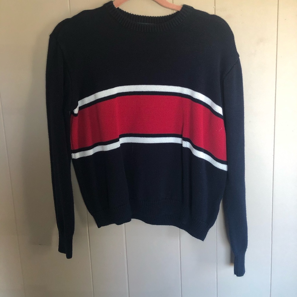 semi cropped stripped sweater